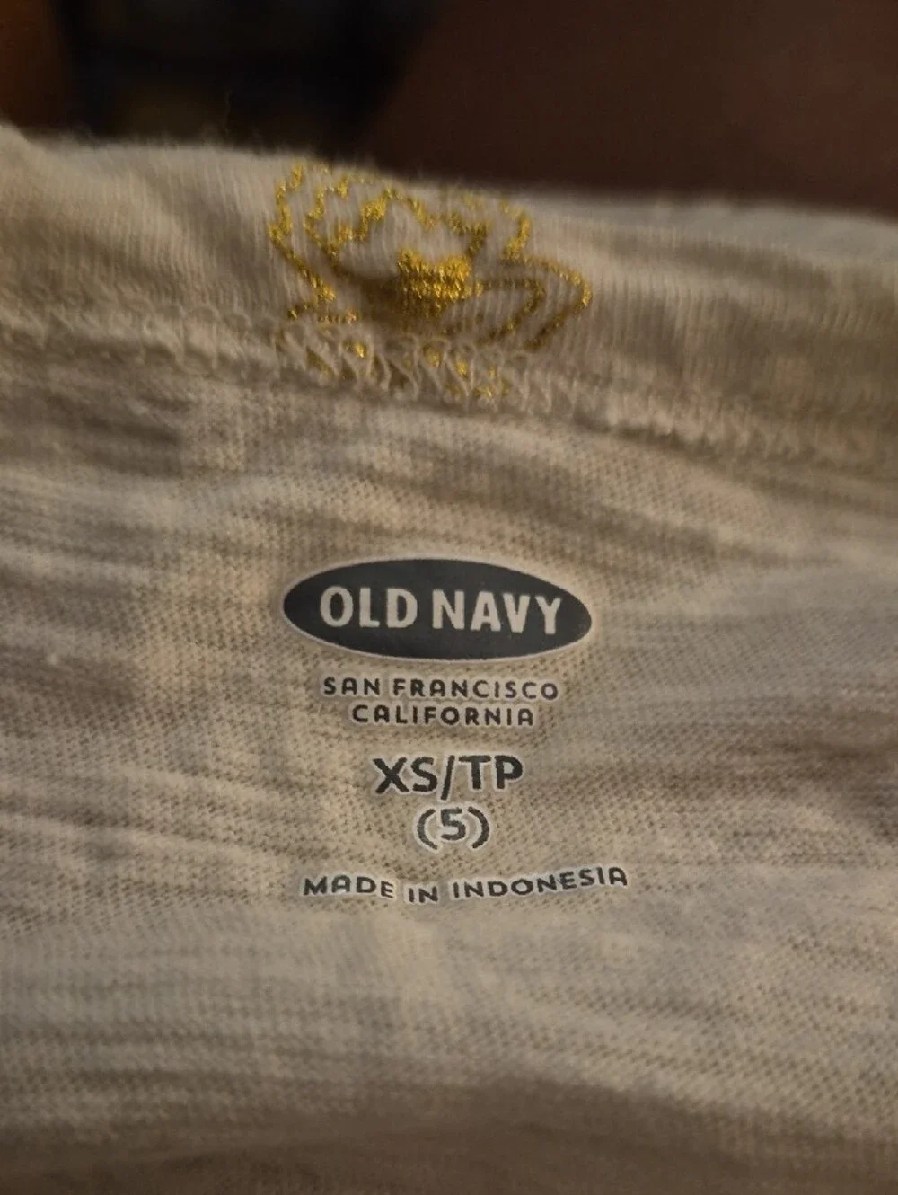 Old Navy Cream Kids Tee with Gold Dot Print and Eyelet Hem(148)